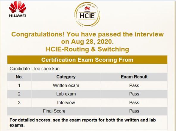 Huawei HCIE RS result.JPG