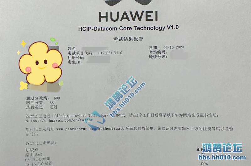 2023.6.16 HCIP Datacom H12-821 PASS.png