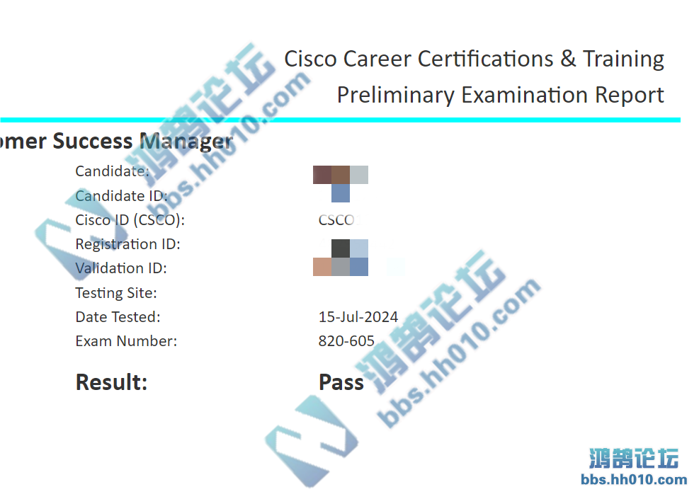 2024.7.15 Cisco Customer Success Manager 820-605 PASS.png